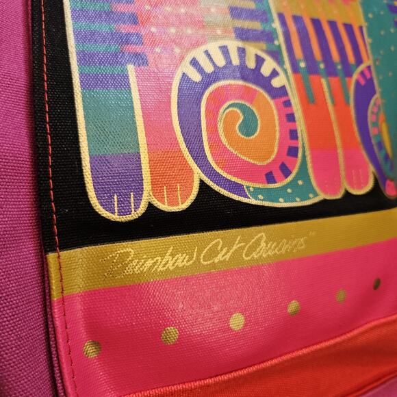 Laurel Burch Colorful Cat Oversized Tote Bag Multicolor Vtg Artsy Eclectic - Picture 4 of 13